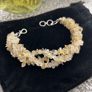Brazilian Citrine Chips Twisted Bracelet in Platinum Over Sterling Silver